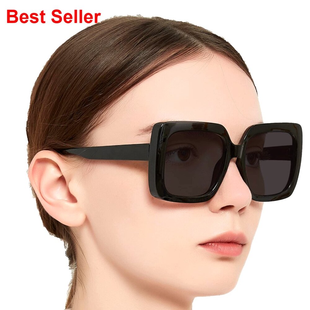 Oversized Square Reader Sunglasses with UV400 Pro… - image 1